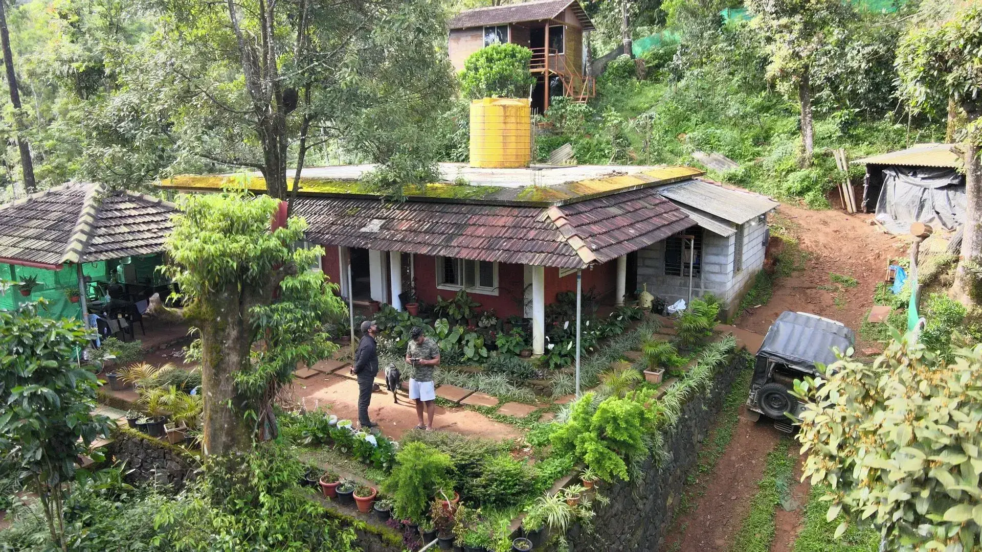 Mount Wood homestay aerial — at the foot of Tadiandamol peak